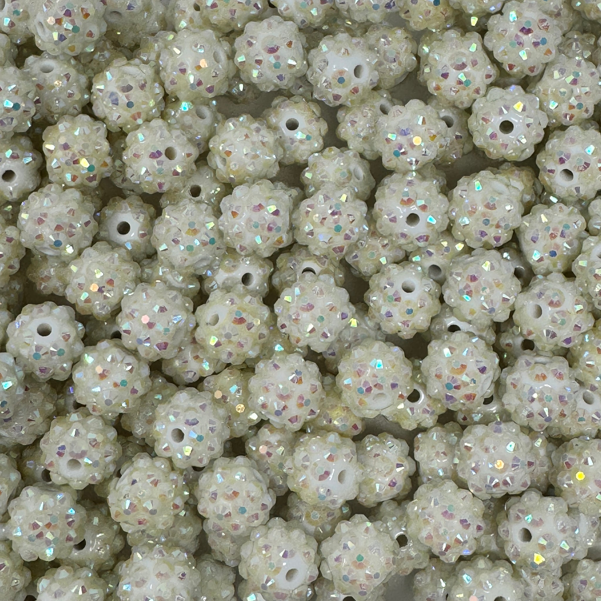 12 mm Acrylic Beads - Rhinestone White