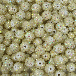 12 mm Acrylic Beads - Rhinestone White (AB)