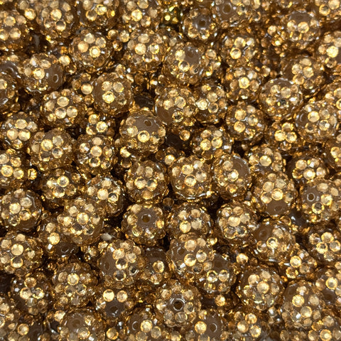 12 mm Acrylic Beads - Rhinestone Light Gold