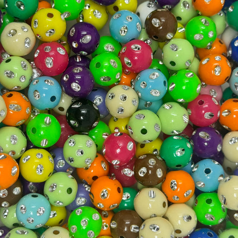 12 mm Acrylic Beads - Rhinestone Dot Mix