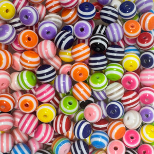 12 mm Acrylic Beads - Striped Mix