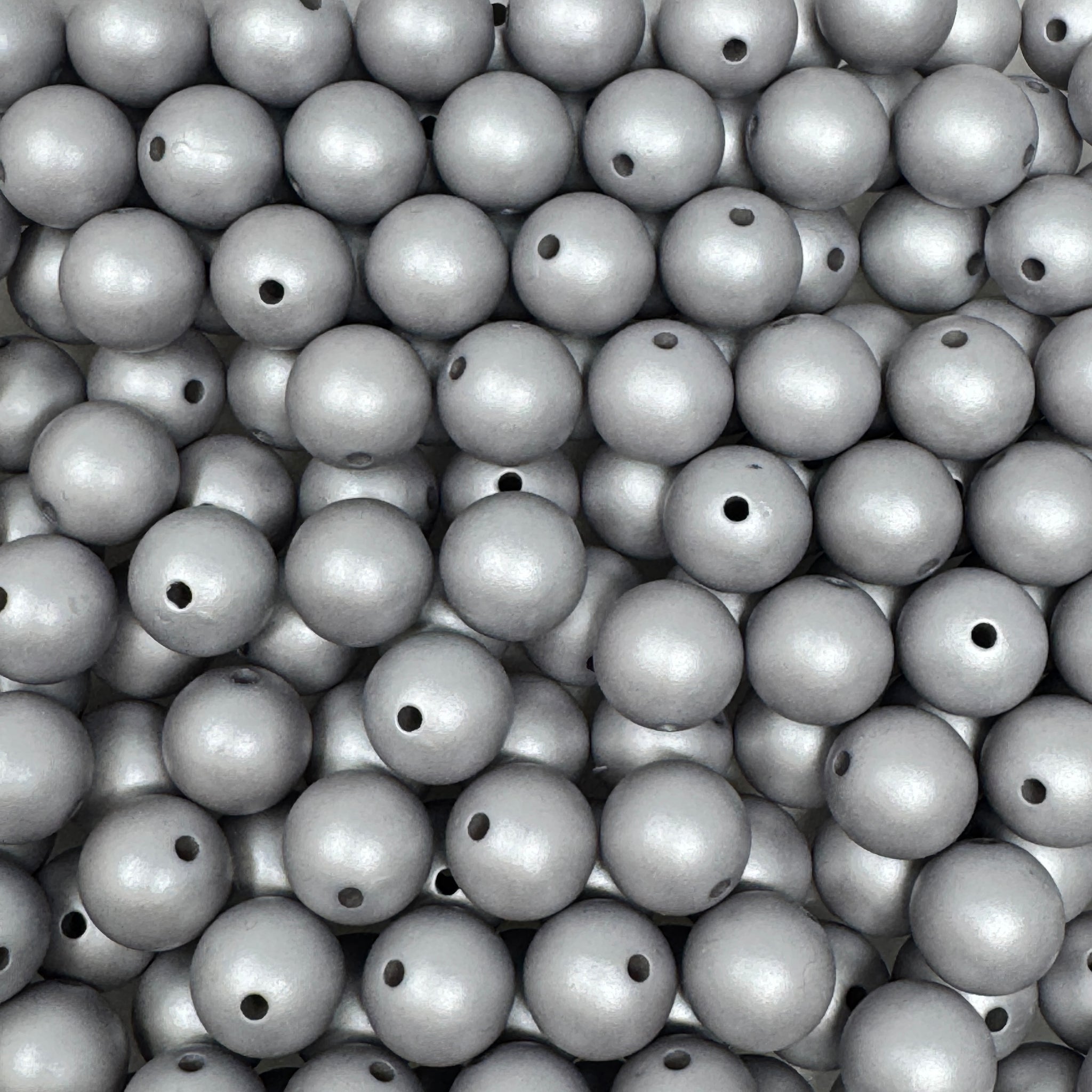 12 mm Acrylic Beads - Matte Silver