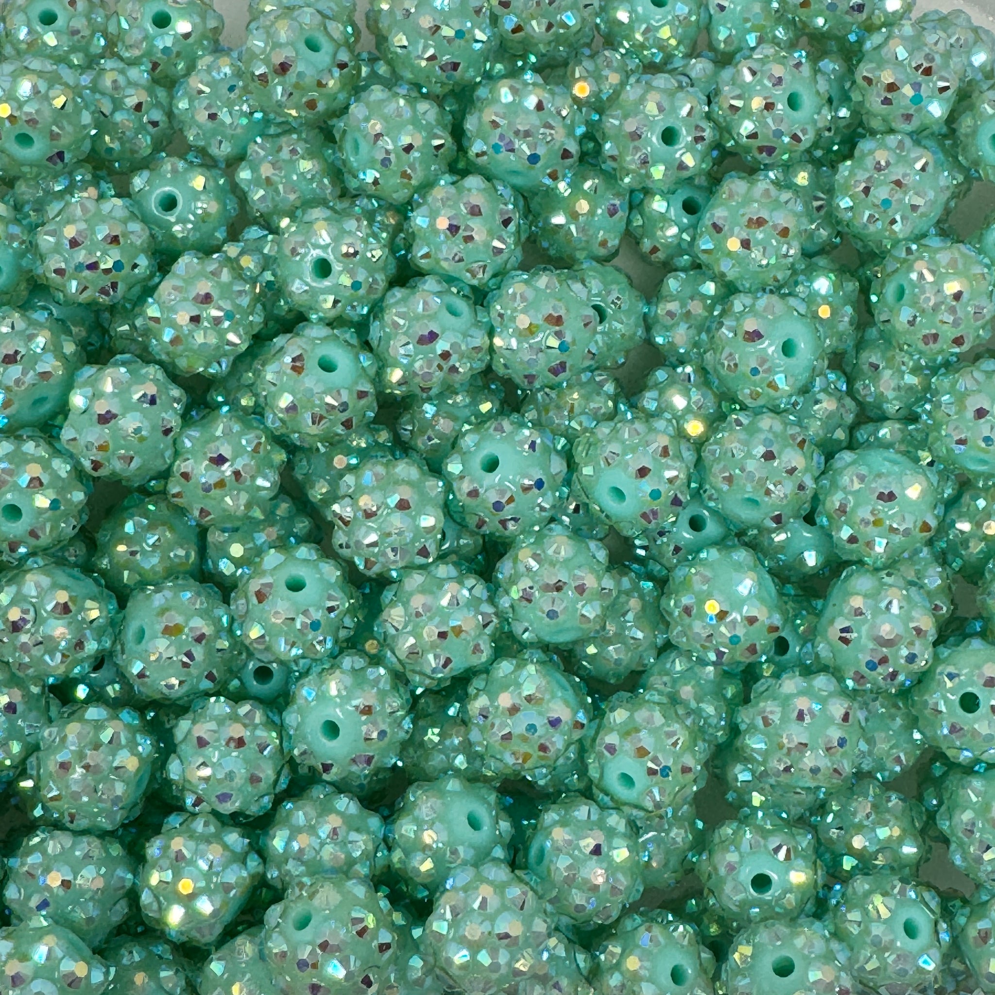 12 mm Acrylic Beads - Rhinestone Teal