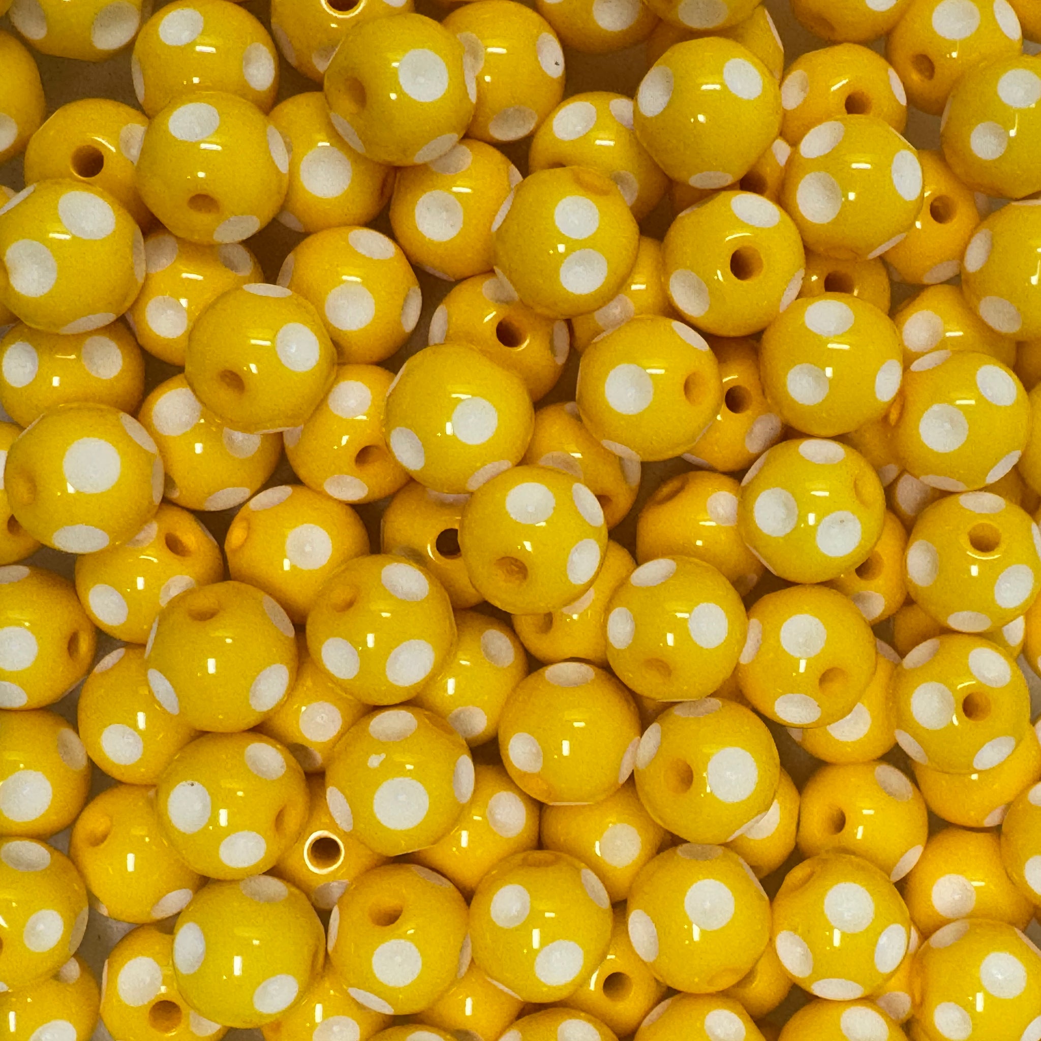 12 mm Acrylic Beads - Polkadot Yellow