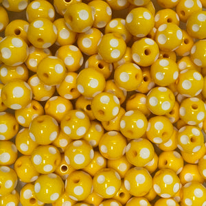 12 mm Acrylic Beads - Polkadot Yellow