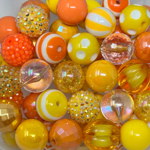 20mm Acrylic Beads - Yellow & Orange Mix