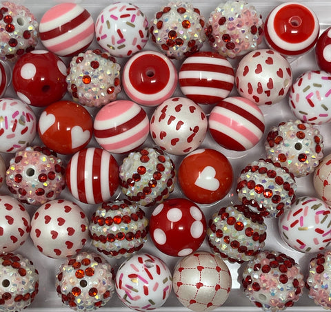 20mm Acrylic Beads - Red Valentines Mix