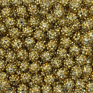 12 mm Acrylic Beads - Rhinestone Gold