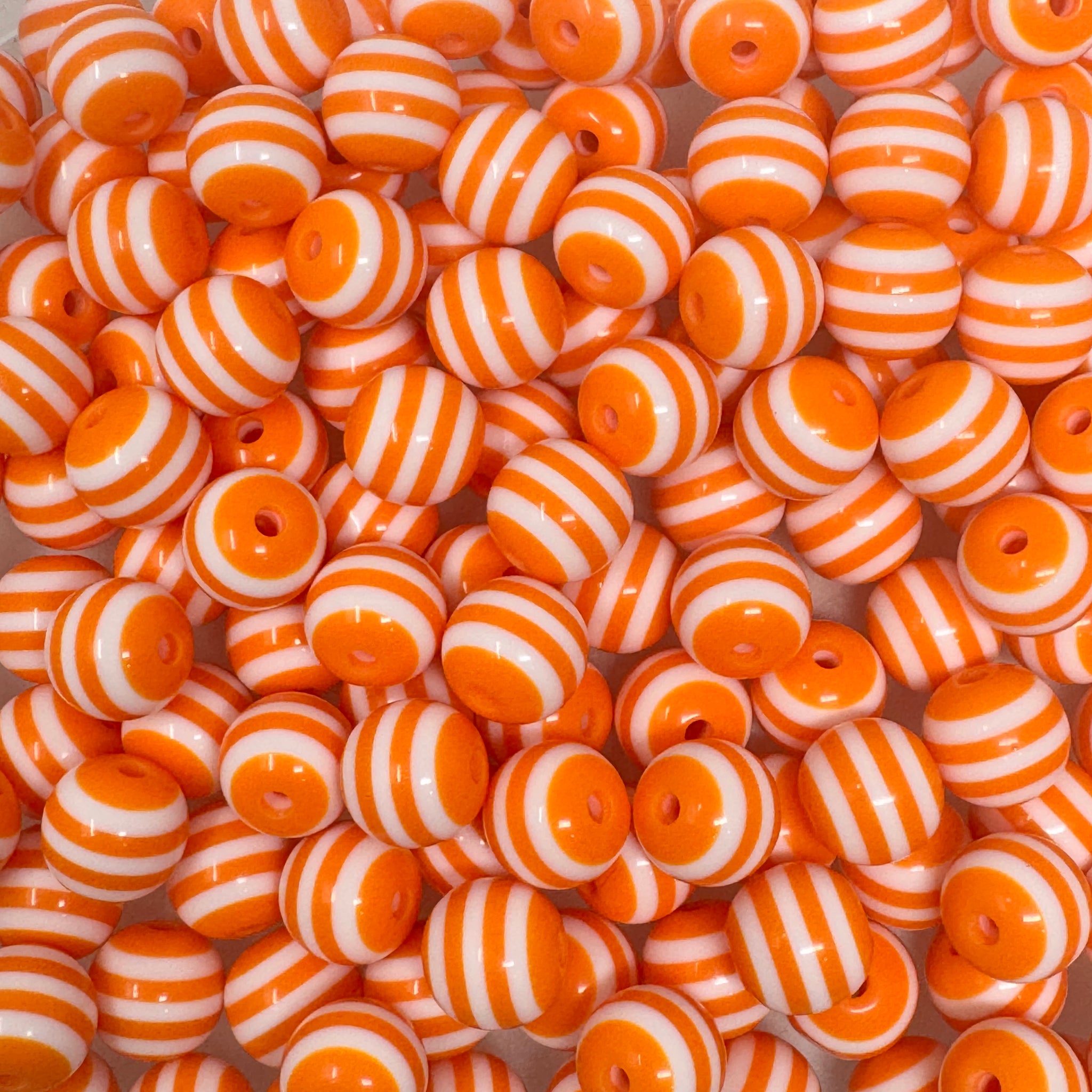 12 mm Acrylic Beads - Striped Orange