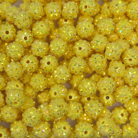 12 mm Acrylic Beads - Rhinestone Yellow