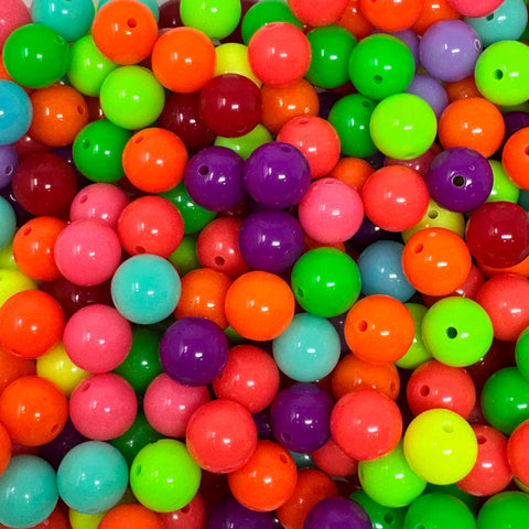 12 mm Acrylic Beads - Neon Solid Mix