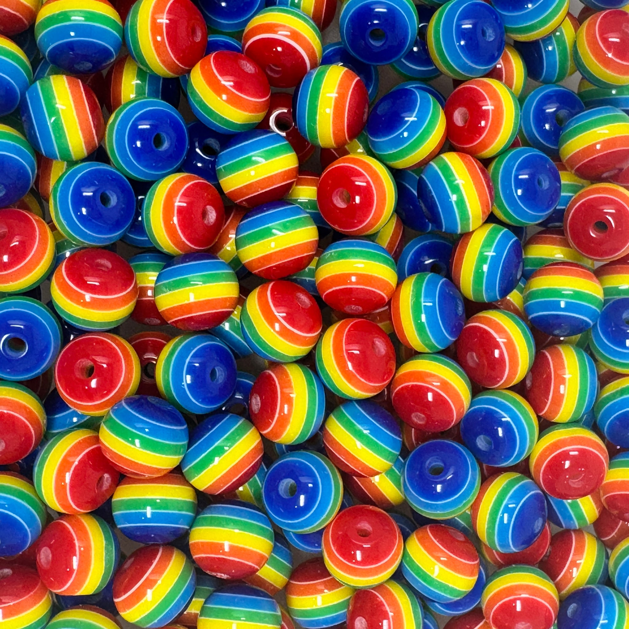 12 mm Acrylic Beads - Striped Rainbow