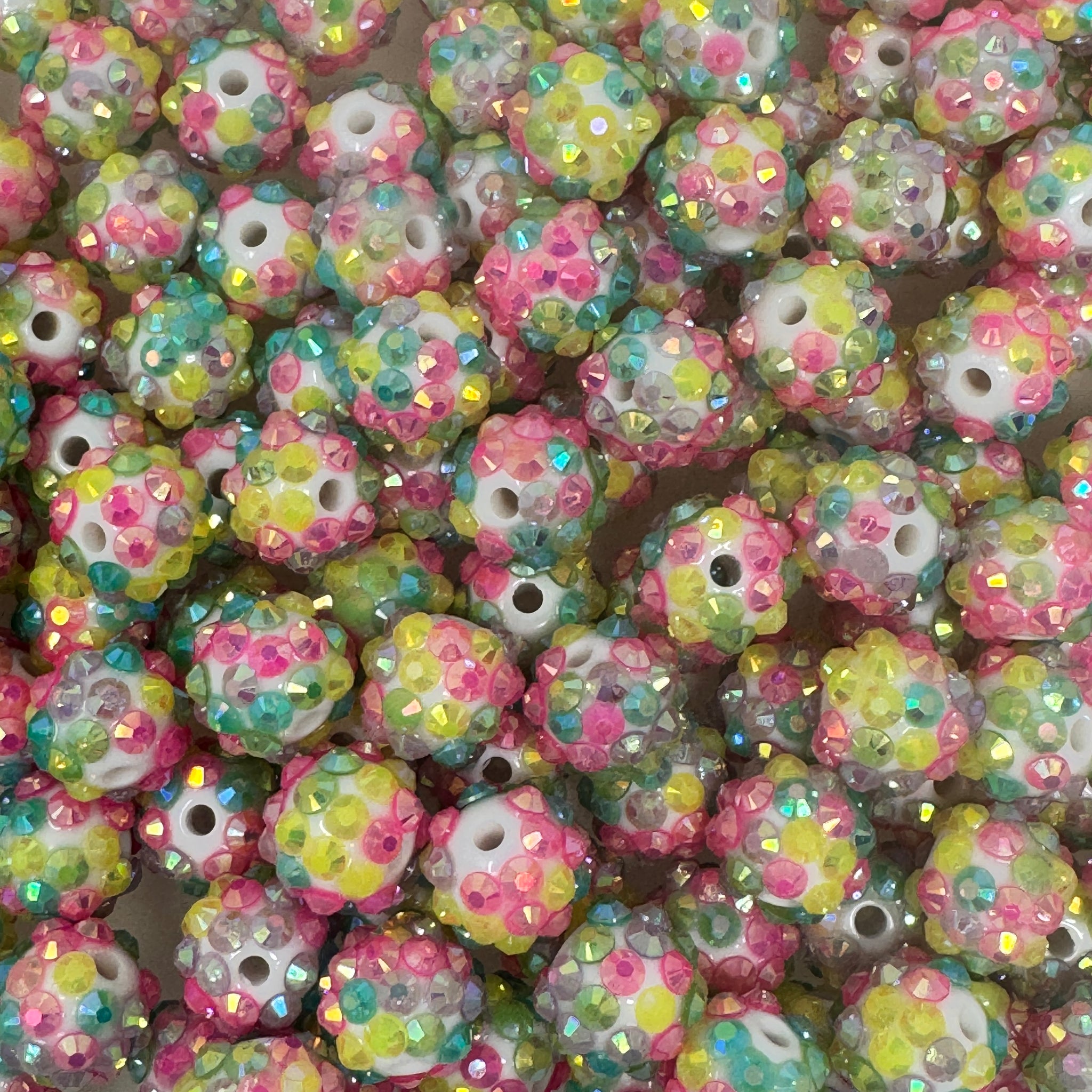 12 mm Acrylic Beads - Rhinestone Pink, Blue, & Yellow