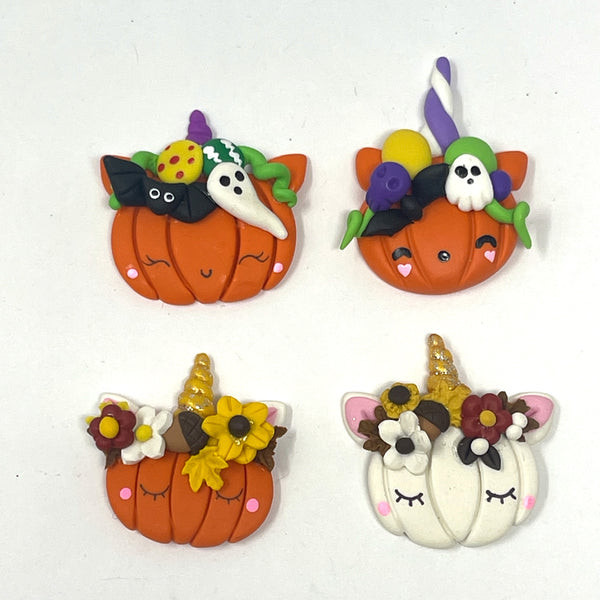 Handmade Clay Doll - Halloween Pumpkins Unicorn