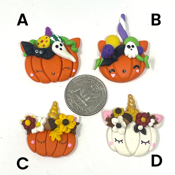 Handmade Clay Doll - Halloween Pumpkins Unicorn