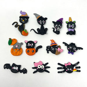 Handmade Clay Doll - Halloween Cat, Bat, and Spider