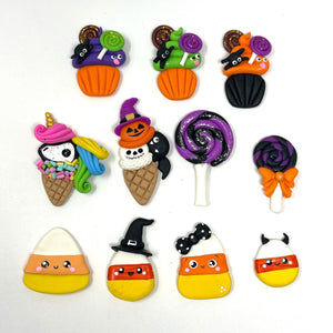 Handmade Clay Doll - Halloween Cupcake, Ice cream, and Candy corn