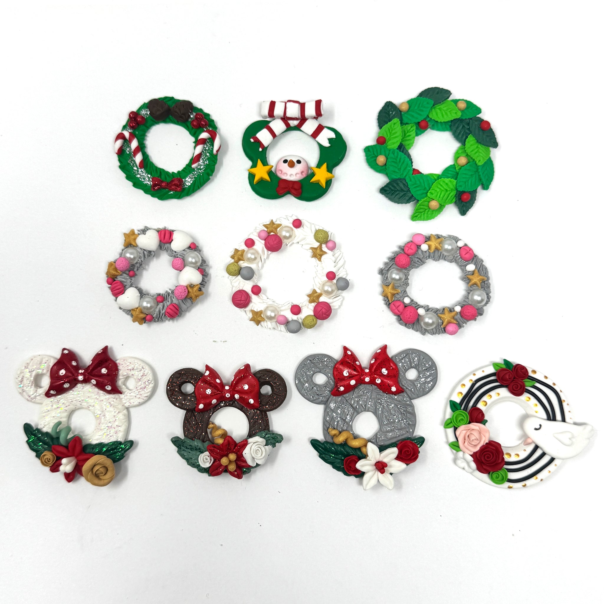 Handmade Clay Doll - Holiday wreath