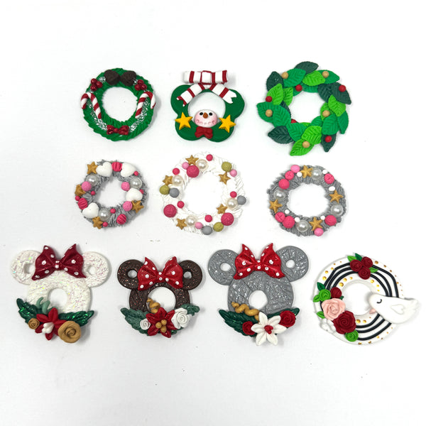 Handmade Clay Doll - Holiday wreath