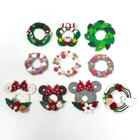 Handmade Clay Doll - Holiday wreath