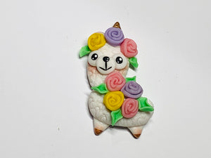 Handmade Clay Doll - Floral Llama