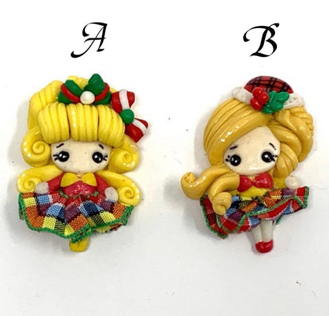 Handmade Clay Doll - Christmas Girl