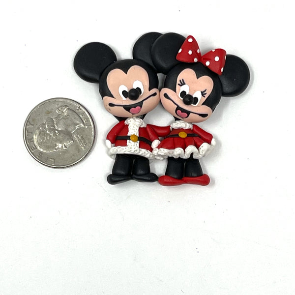 Handmade Clay Doll - Christmas Minnie and Mickey