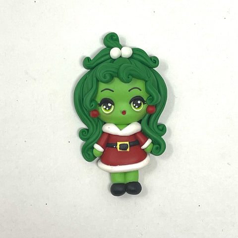 Handmade Clay Doll - Grinch girl