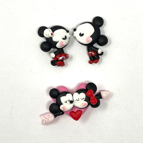 Handmade Clay Doll - Kissing Mickey and Minnie