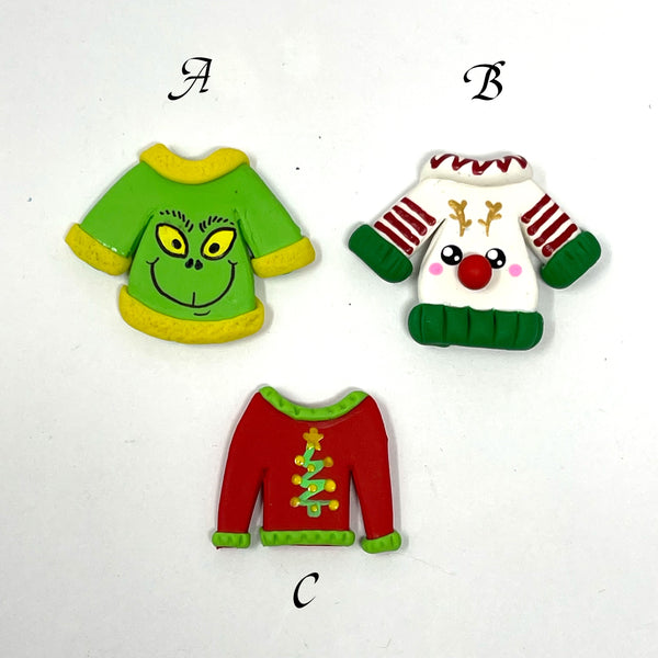 Handmade Clay Doll - Christmas sweaters