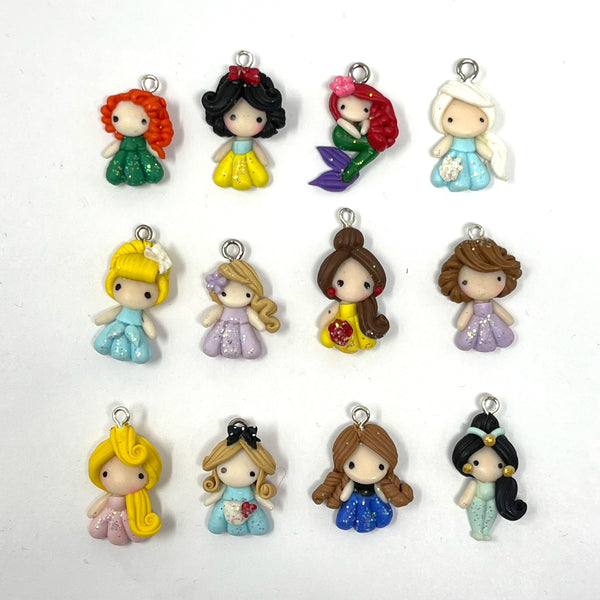 Handmade Clay Doll - Princess charm set of 12