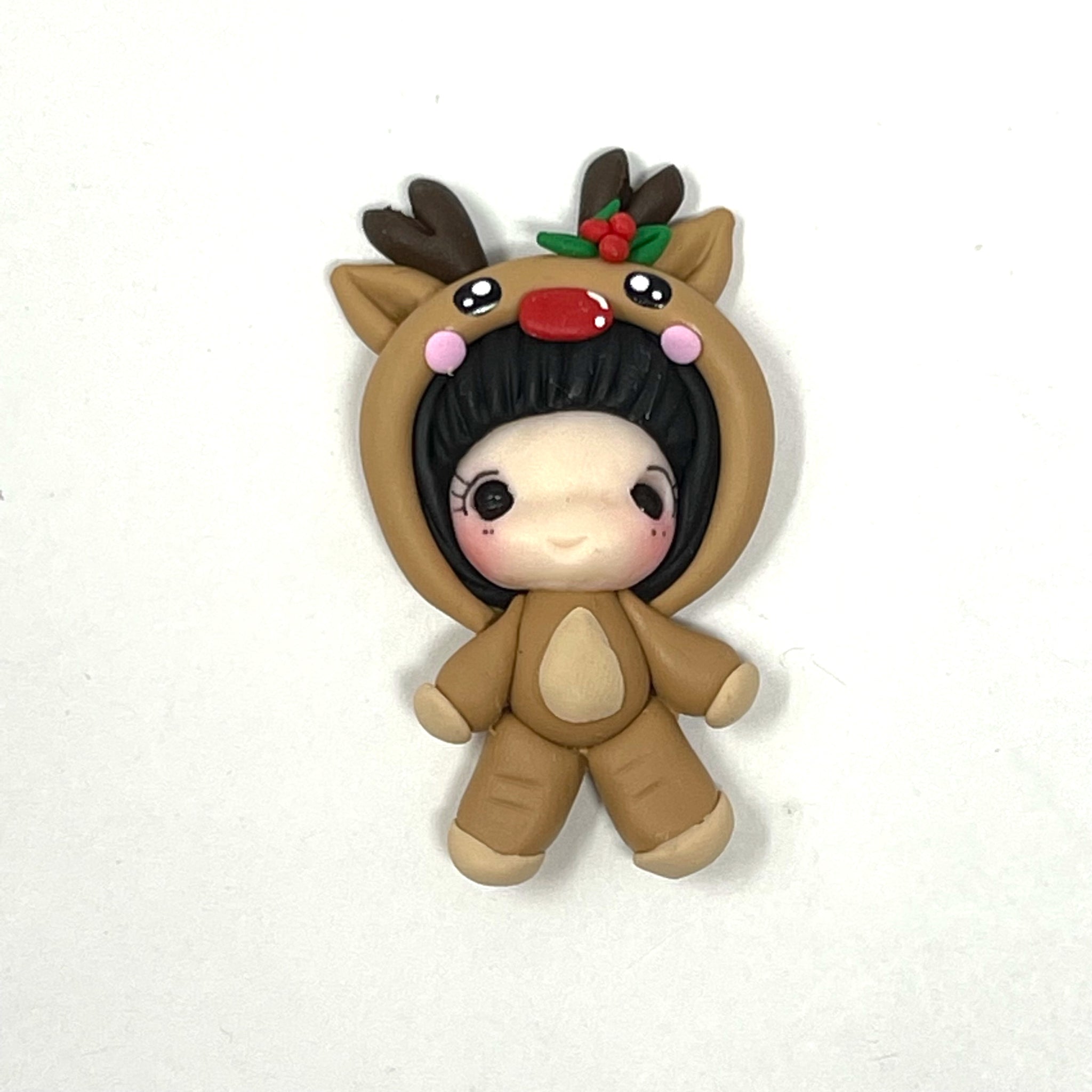 Handmade Clay Doll - Reindeer girl