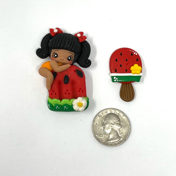 Handmade Clay Doll - Watermelon Popsicle set of 2