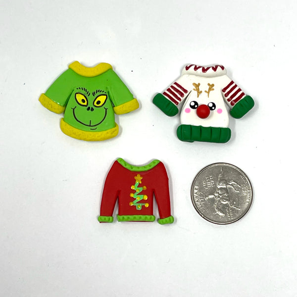 Handmade Clay Doll - Christmas sweaters