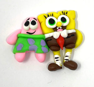 Handmade clay doll - SpongeBob and friend