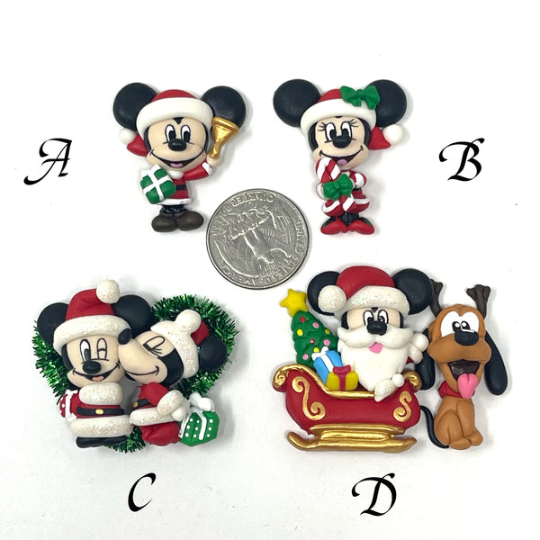 Handmade Clay Doll - Holiday Mickey and Minnie