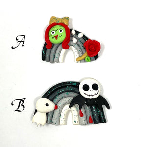 Handmade Clay Doll - Jack and sally rainbow