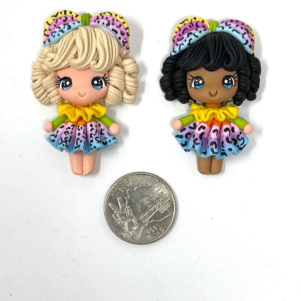 Handmade Clay Doll - Rainbow Leopard Girl