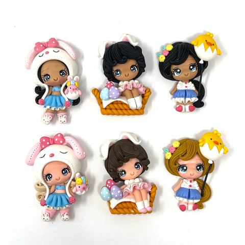 Handmade Clay Doll - Easter girls