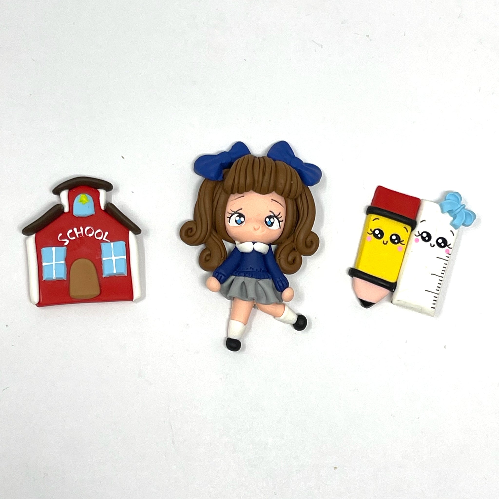 Handmade Clay Doll - set of 3 back to school