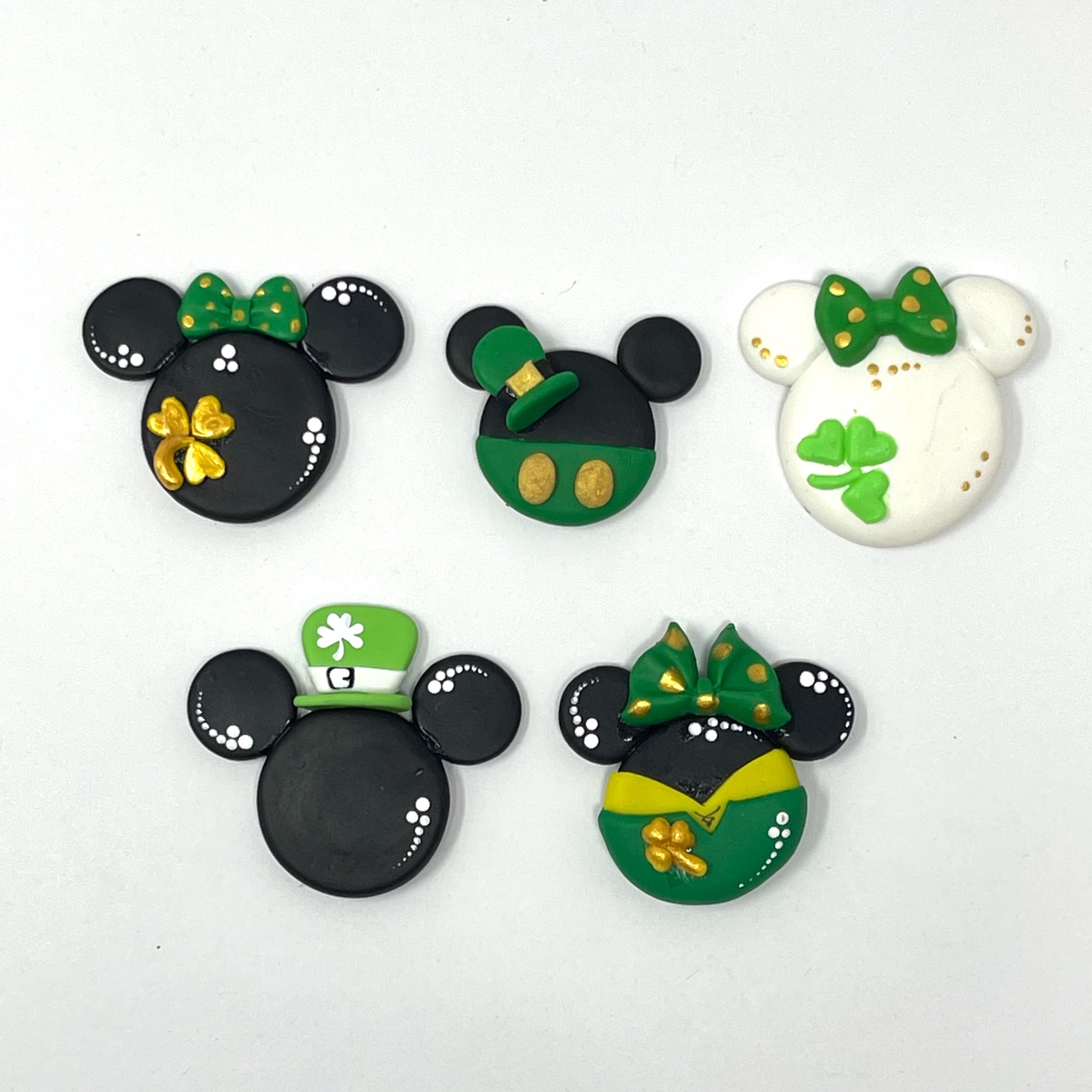 Handmade Clay Doll - St Patrick Mickey and Minnie