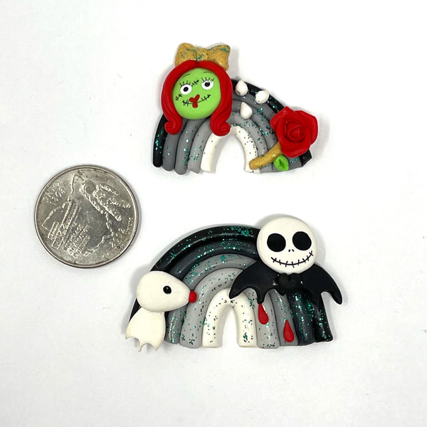 Handmade Clay Doll - Jack and sally rainbow