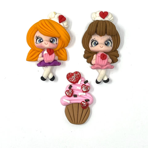 Handmade Clay Doll - Valentine Girls