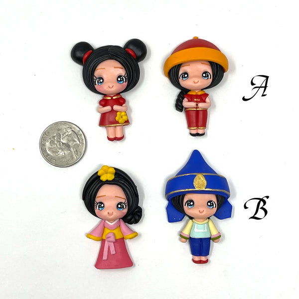 Handmade Clay Doll - International set of 2