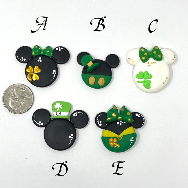 Handmade Clay Doll - St Patrick Mickey and Minnie