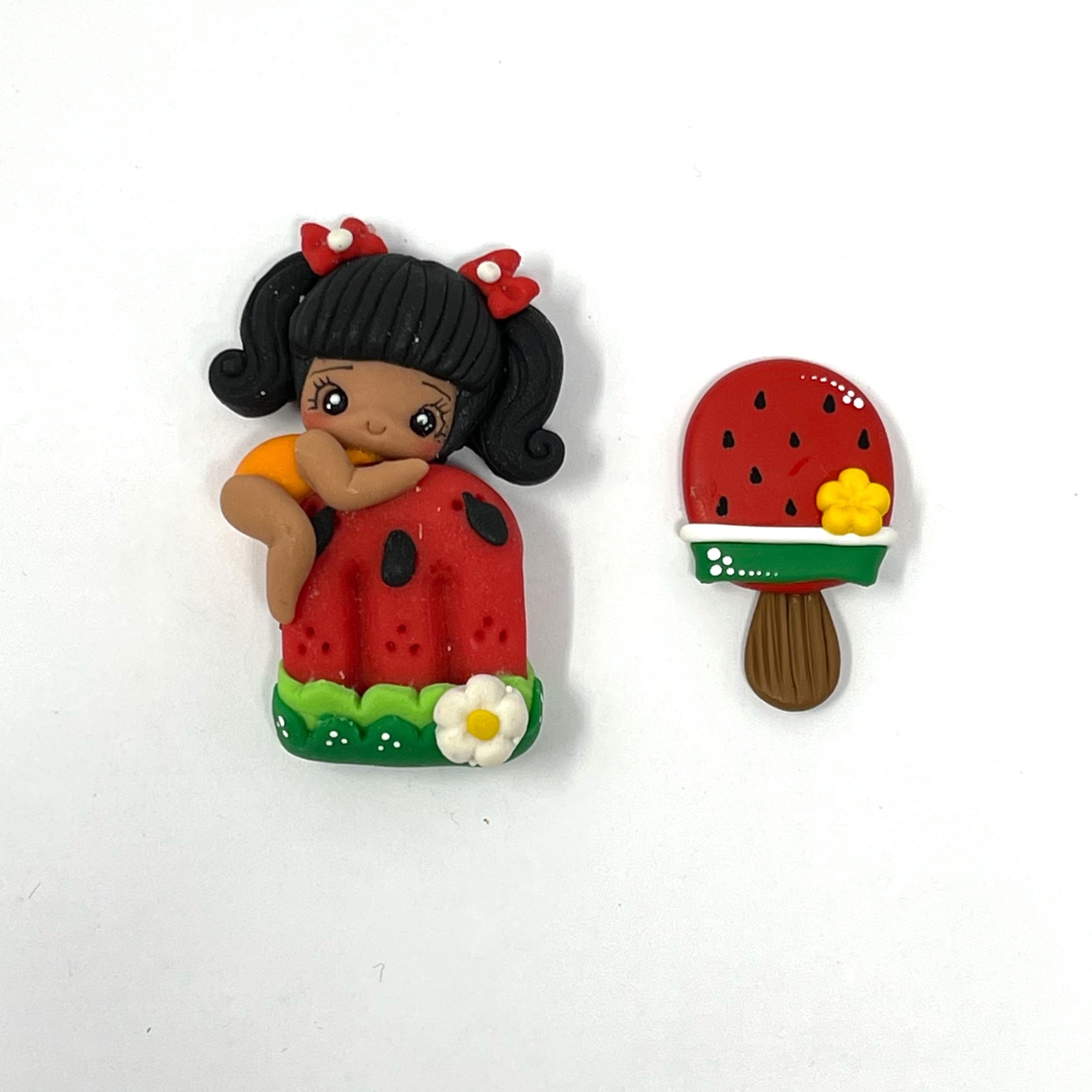 Handmade Clay Doll - Watermelon Popsicle set of 2