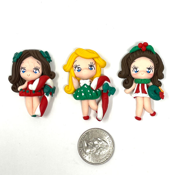 Handmade Clay Doll - Holiday Girls