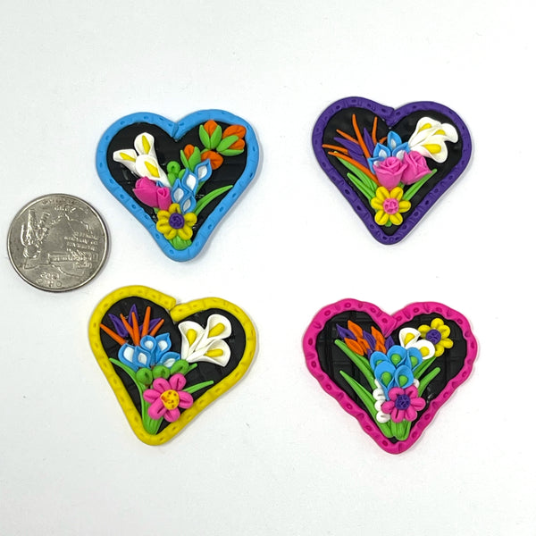 Handmade Clay Doll - Floral heart