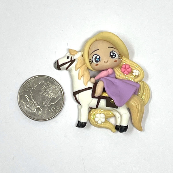 Handmade Clay Doll - Rapunzel on a horse