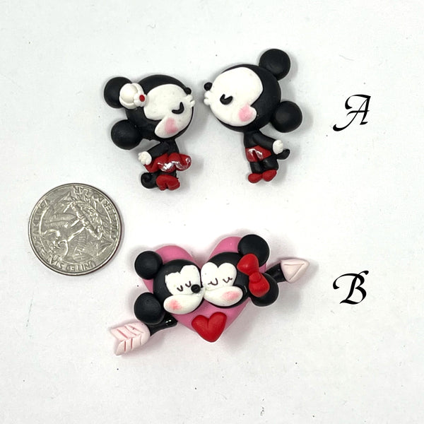 Handmade Clay Doll - Kissing Mickey and Minnie